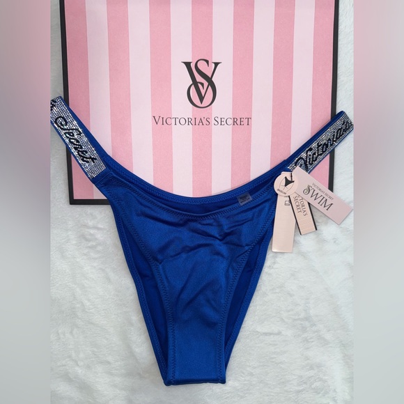 Victoria’s Secret blue Brazilian high waist bikini / swimming bottom size small - Picture 1 of 14